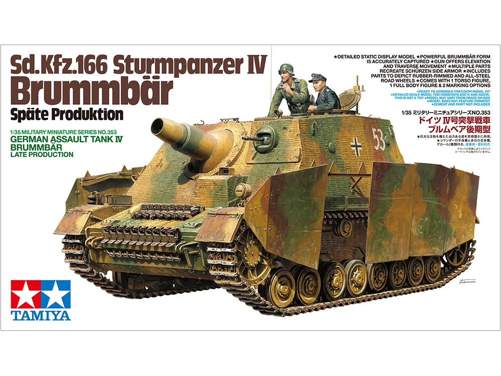 Tamiya 1/35 Sd.Kfz.166 Sturmpanzer IV Brummbar Late Production Scale Model Tank Kit 35353