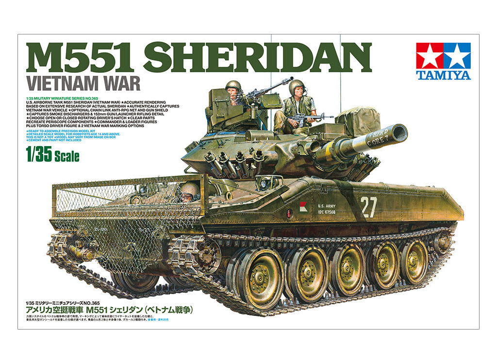 Tamiya 1/35 U.S. Airborne M551 Sheridan Tank (Vietnam War) Model Kit 35365