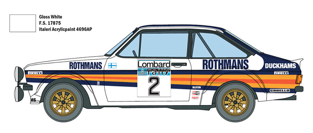 Italeri 1/24 Ford Escort RS1800 MkII Lombard model Rally Car kit 3650