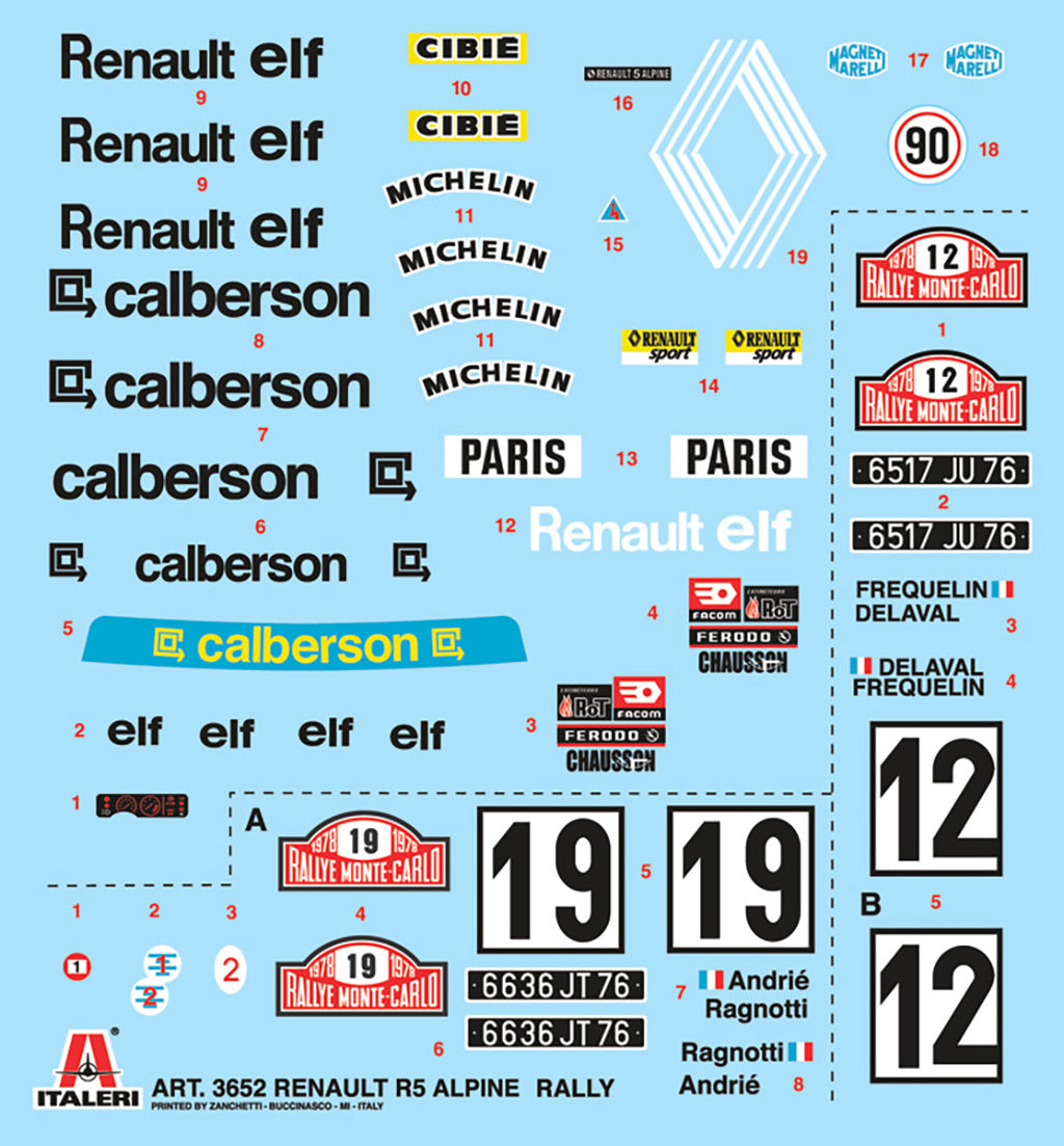 Italeri 1/24 RENAULT R5 ALPINE RALLY Car Scale Model Kit 3652
