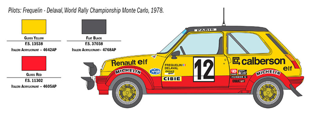 Italeri 1/24 RENAULT R5 ALPINE RALLY Car Scale Model Kit 3652