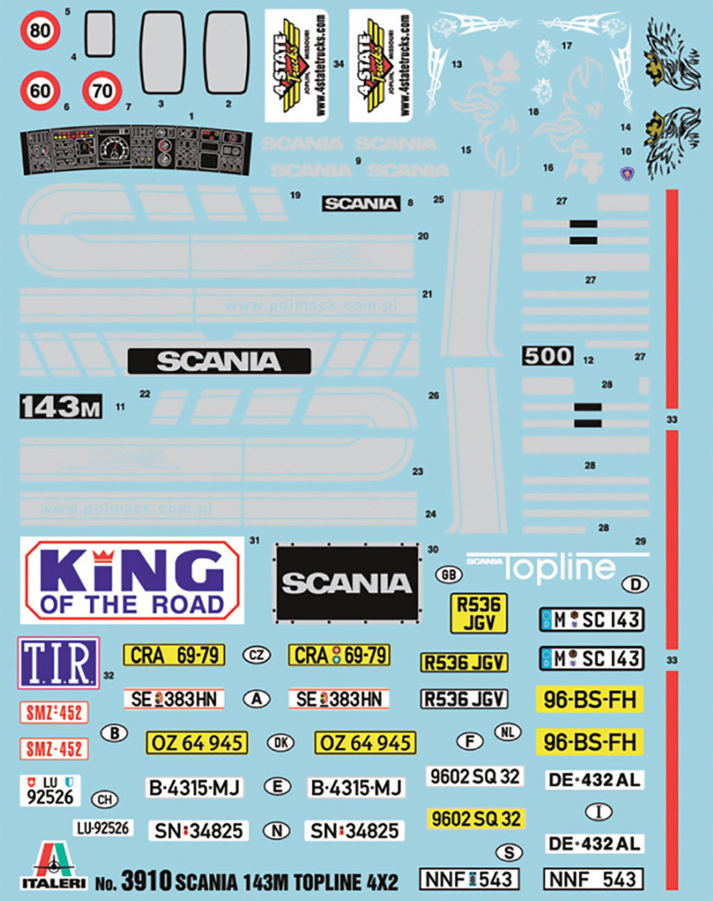 Italeri 1:24 SCANIA 143M TOPLINE 4x2 TRUCK Scale Model Kit 3910