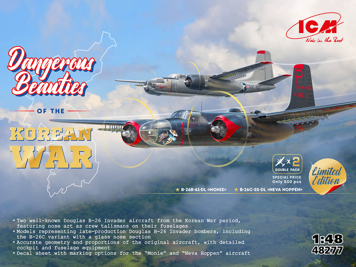 ICM 1/48 ‘Dangerous Beauties of the Korean War’ Set of 2 B-26 Invaders Scale Model Kit