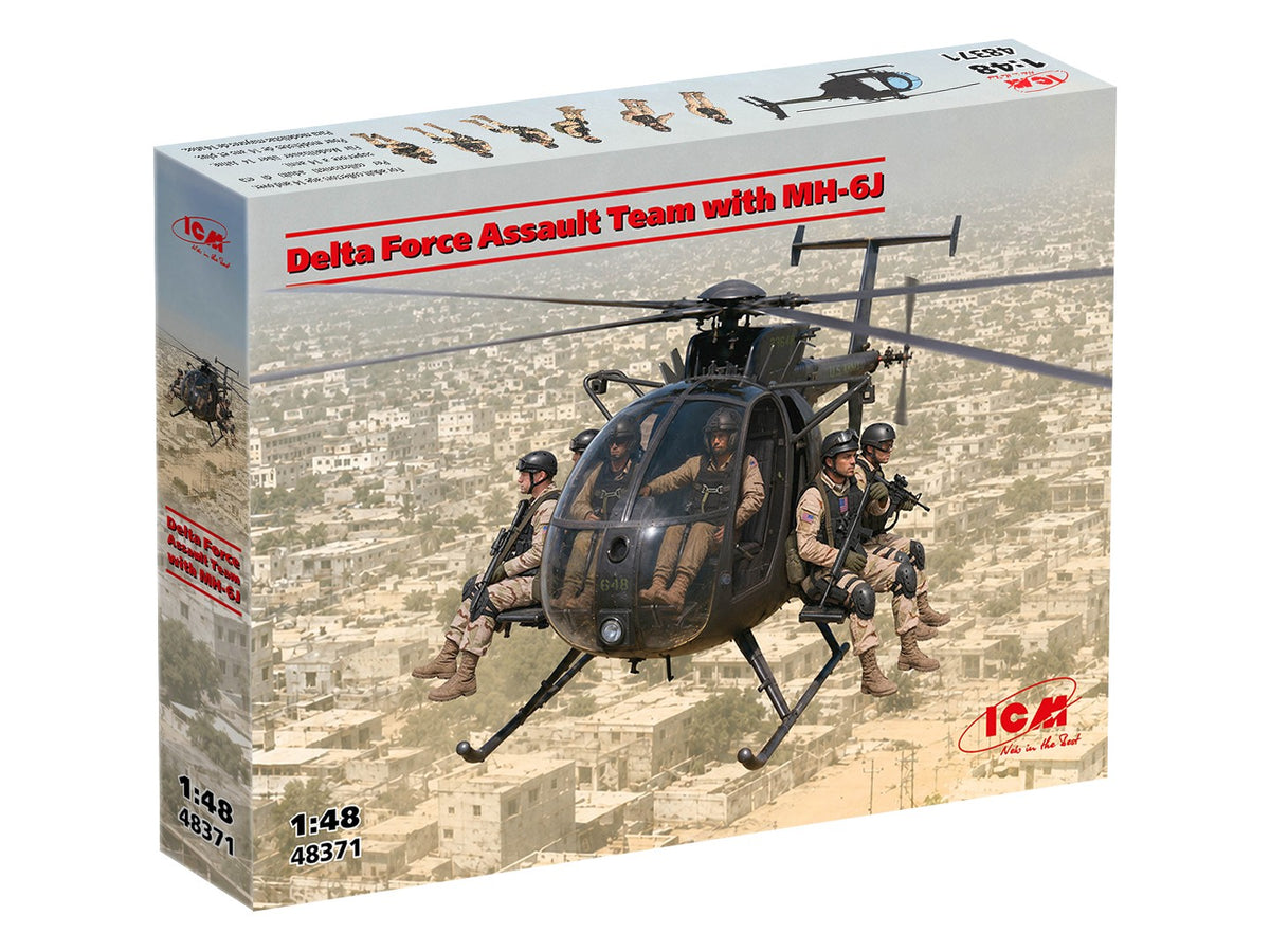 ICM 1/48 Delta Force Assault Team with MH-6J Helicopter Helicopter Scale Model Kit