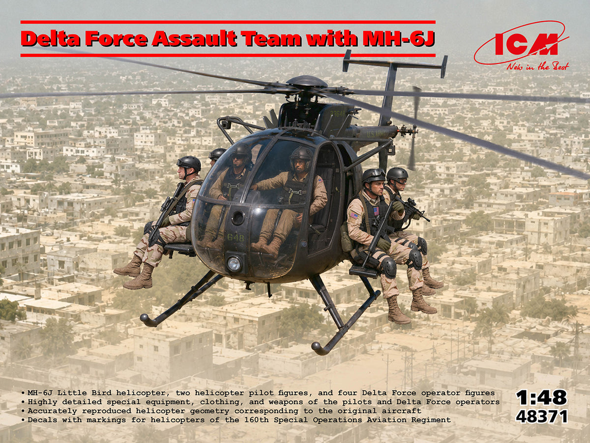 ICM 1/48 Delta Force Assault Team with MH-6J Helicopter Helicopter Scale Model Kit