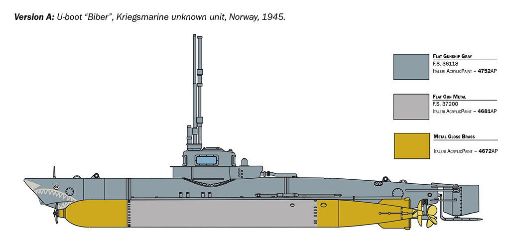 Italeri 1/5 U-Boot Biber RR Submarine Scale Model Kit 5609