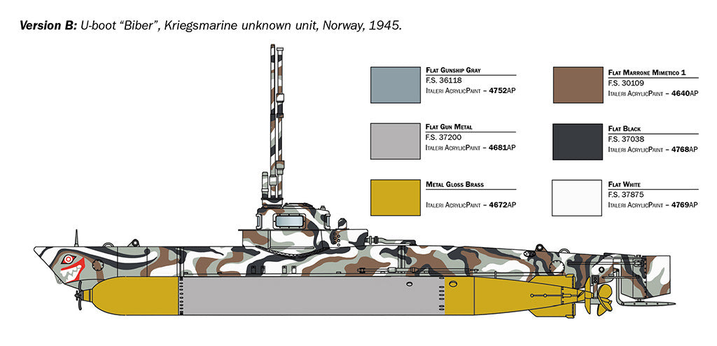 Italeri 1/5 U-Boot Biber RR Submarine Scale Model Kit 5609