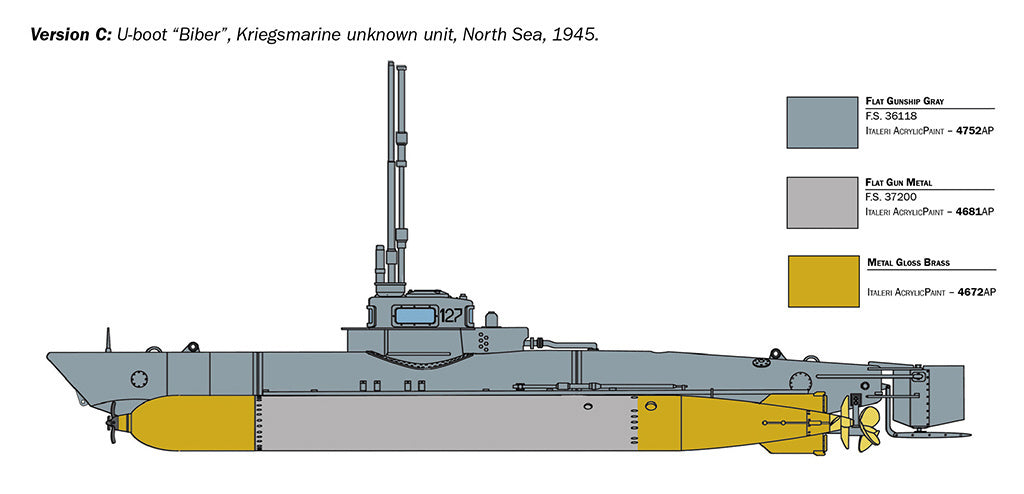 Italeri 1/5 U-Boot Biber RR Submarine Scale Model Kit 5609