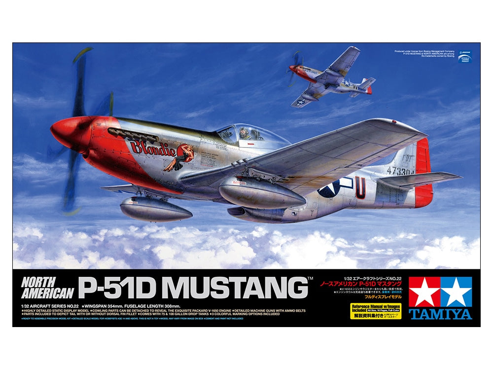 Tamiya 1/32 NORTH AMERICAN P-51D MUSTANG Plane Model Scale Kit 60322