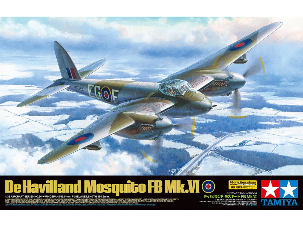 Tamiya 1/32 Mosquito Fb Mk VI Fighter Bomber Plane Scale Model Kit 60326
