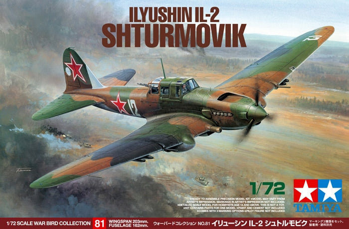 Tamiya 1/72 ILYUSHIN IL-2 SHTURMOVIK Military Aircraft Model Kit 60781