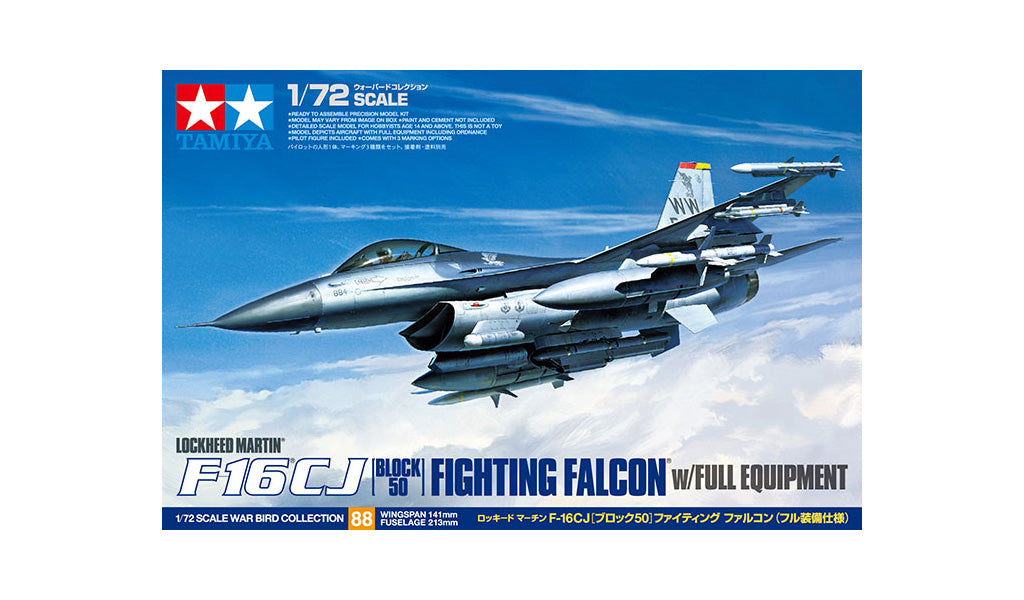 Tamiya 1/72 F-16CJ Block 50 Fighting Falcon with Full Equipment model Set 60788