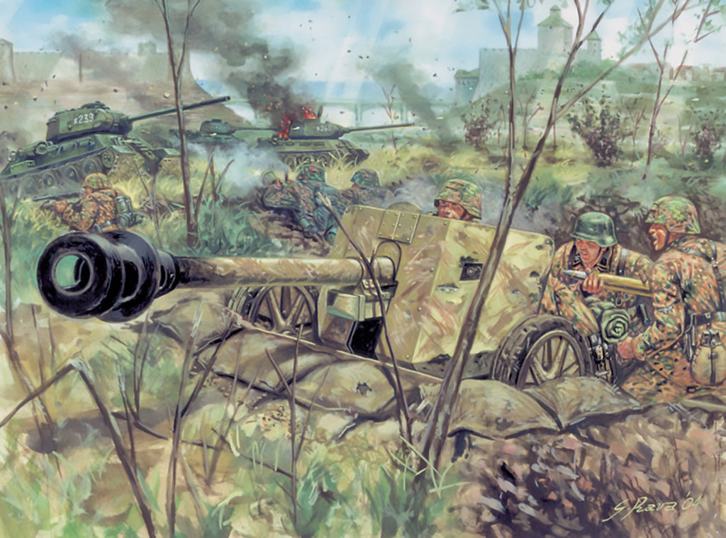 1/72 WWII German Pak40 AT Gun with Crew