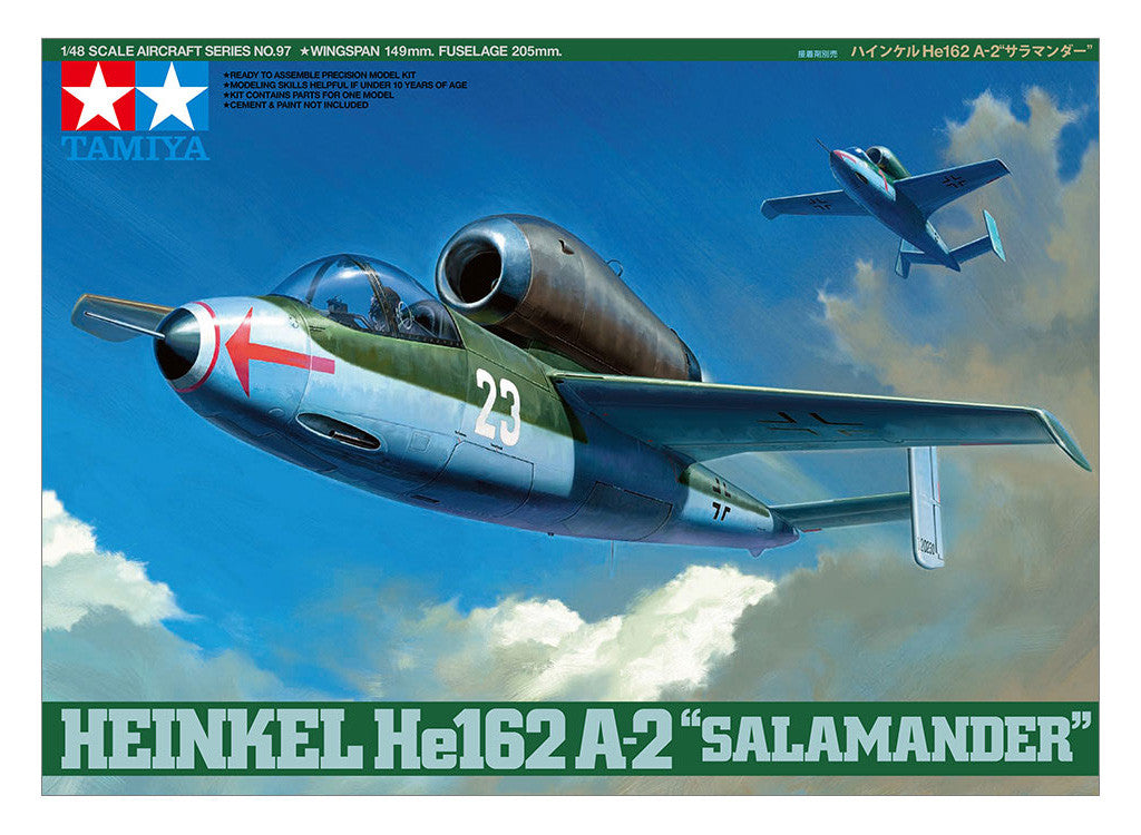 Tamiya 1/48 Heinkel He162 A-2 Salamander Aircraft Scale model kit 61097