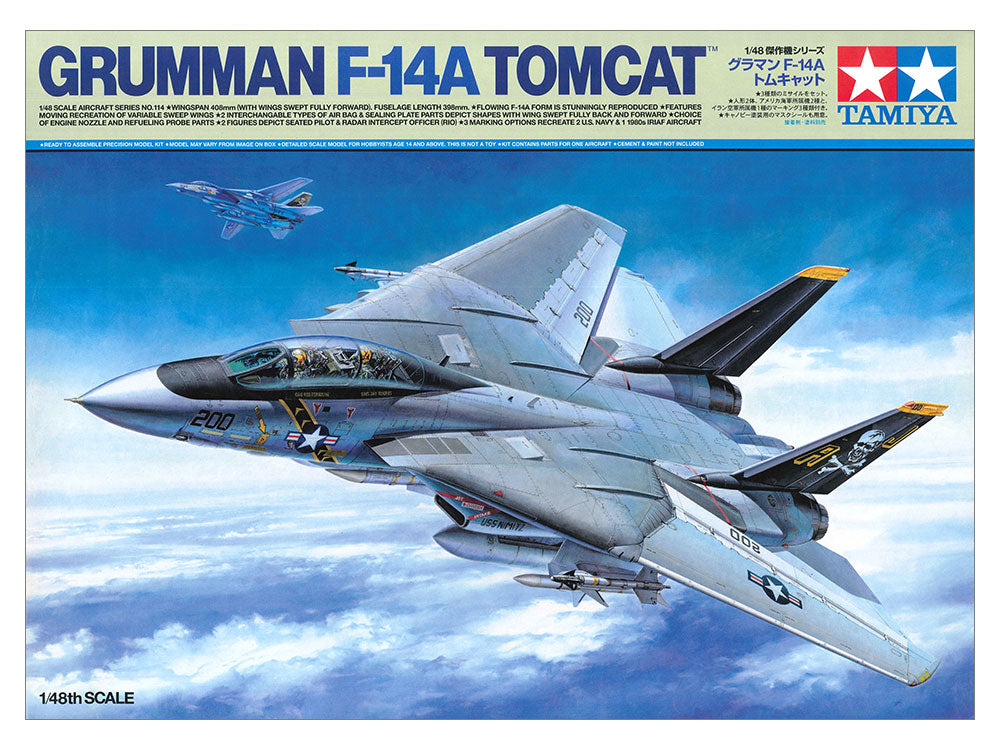 Tamiya 1/48 GRUMMAN F-14A TOMCAT Fighter Jet Scale Model Kit 61114
