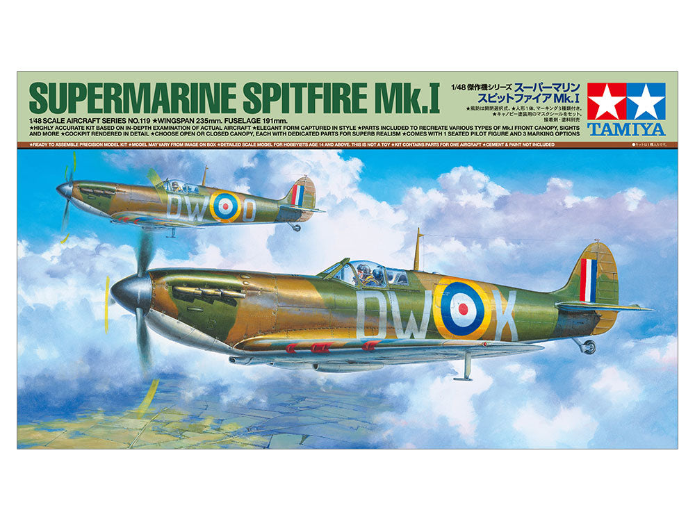 Tamiya 1/48 SUPERMARINE SPITFIRE MK.I Model Kit 61119*