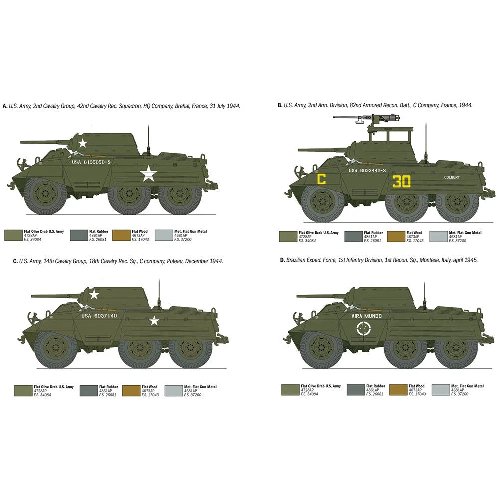 ITALERI 1/35 M8 Greyhound RR MILITARY VEHICLE SCALE KIT SET