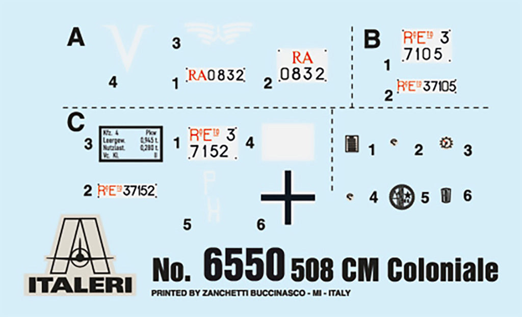 Italeri  1/35 FIAT 508 CM “Coloniale” with crew scale model military kit 6550