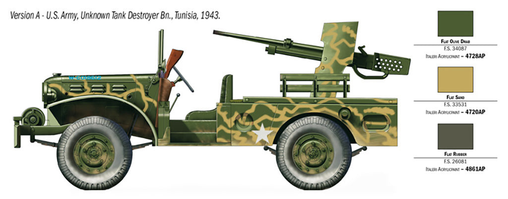 Italeri 1/35 37 mm Gun Motor Carriage M6 Jeep Scale Model kit 6555