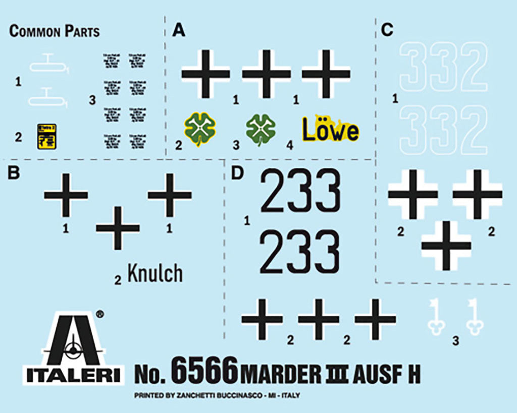 Italeri 1/35 Sd.Kfz 138 Ausf. H Marder III Tank  with crew model kit 6566