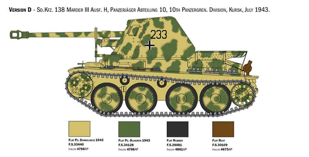 Italeri 1/35 Sd.Kfz 138 Ausf. H Marder III Tank  with crew model kit 6566
