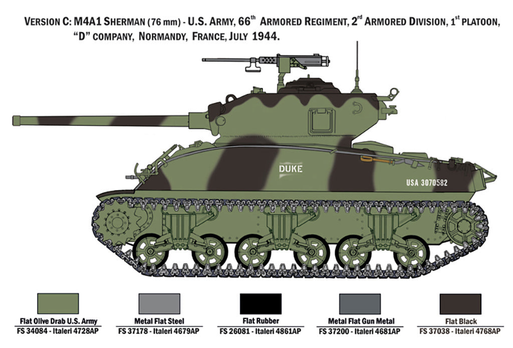 ITALERI M4A1 Sherman Tank with 7 Infantry Figures Scale Model Kit 6568