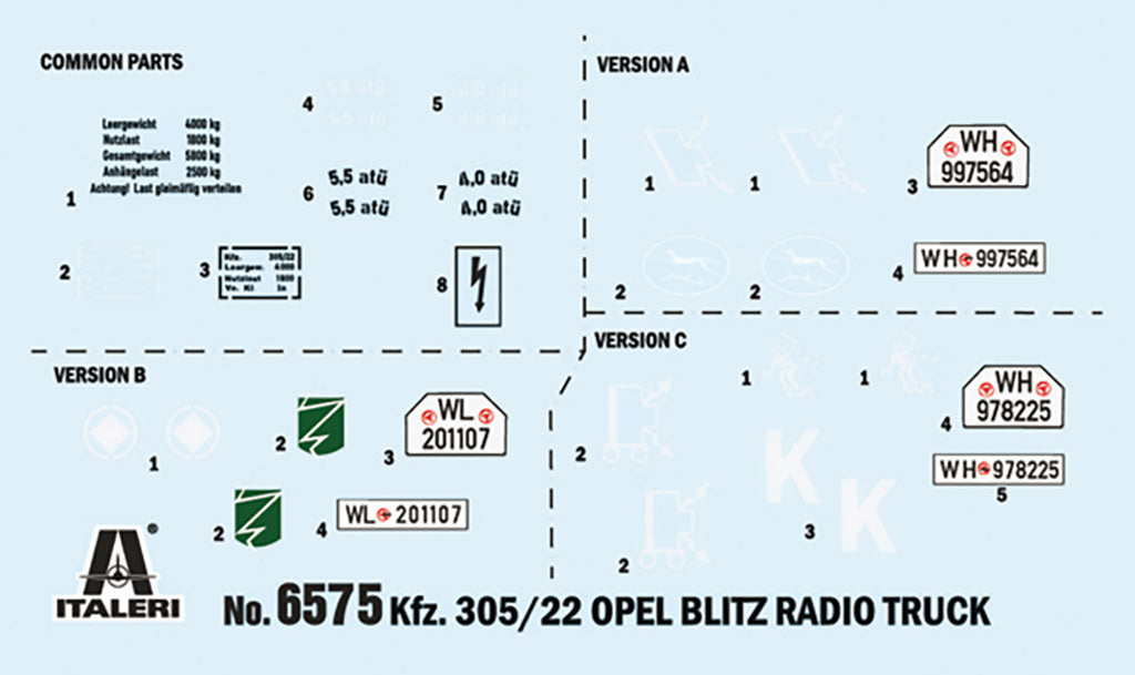 Italeri  1/35 Sd.Kfz.305/22 Opel Blitz Radio Truck model military kit 6575