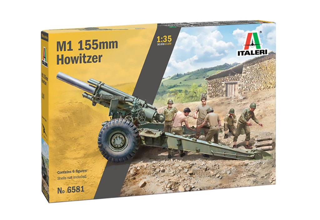 Italeri 1/35 M1 155mm Howitzer Gun with crew Military Scale Model Kit 6581