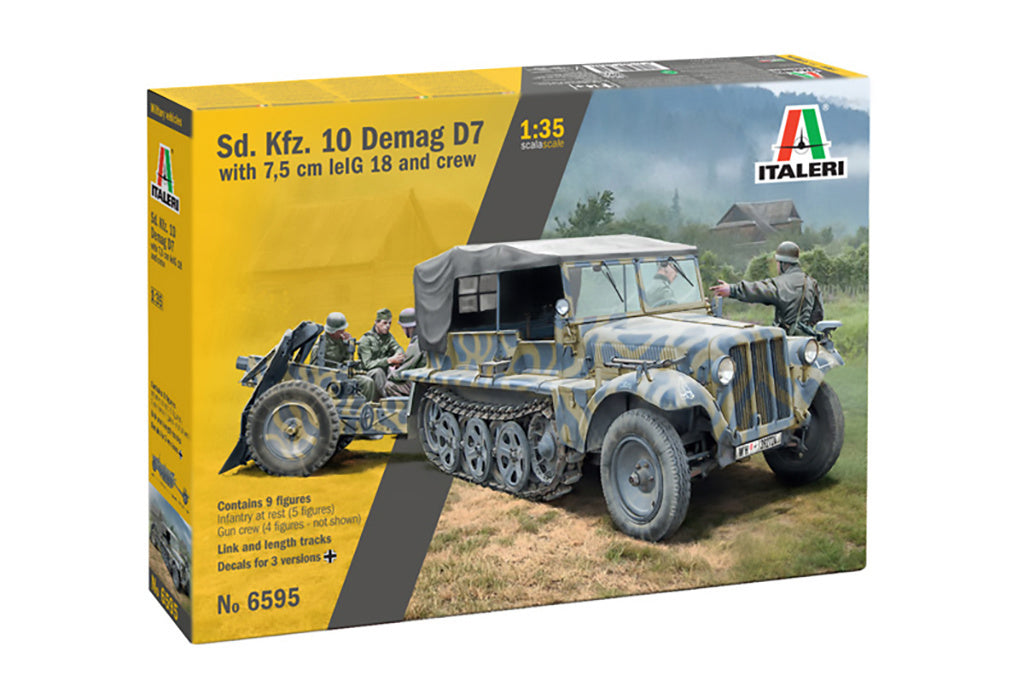 Italeri 1/35 SD KFZ 10 Demag Half Track with LE IG18 & Crew 6595 Scale Model Kit