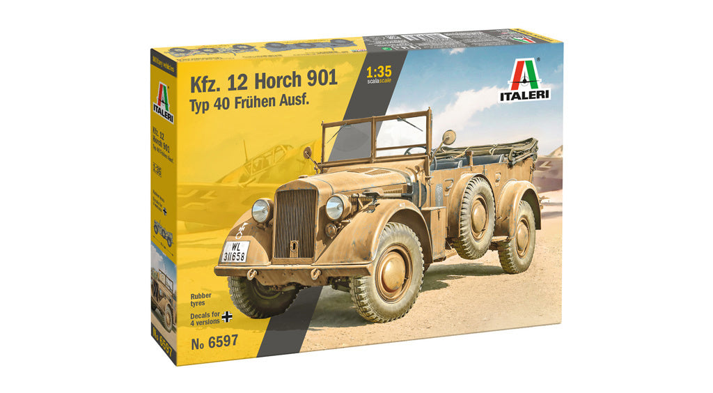 Italeri 1:35 KFZ 12 Horch 901 TYP 40 Fruhen AUSF Military Car Model Kit 6597