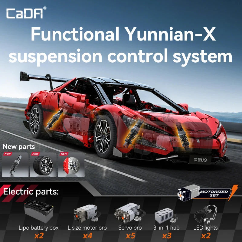 CaDA 1:8 BYD Yangwang U9 Electric Super Coupé - 3671 pcs C64011W