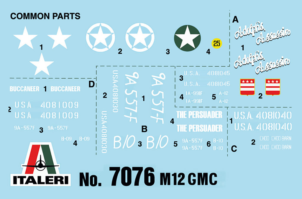 Italeri 1:72 M-12 GMC Military Tank Gun Scale Model Kit 7076