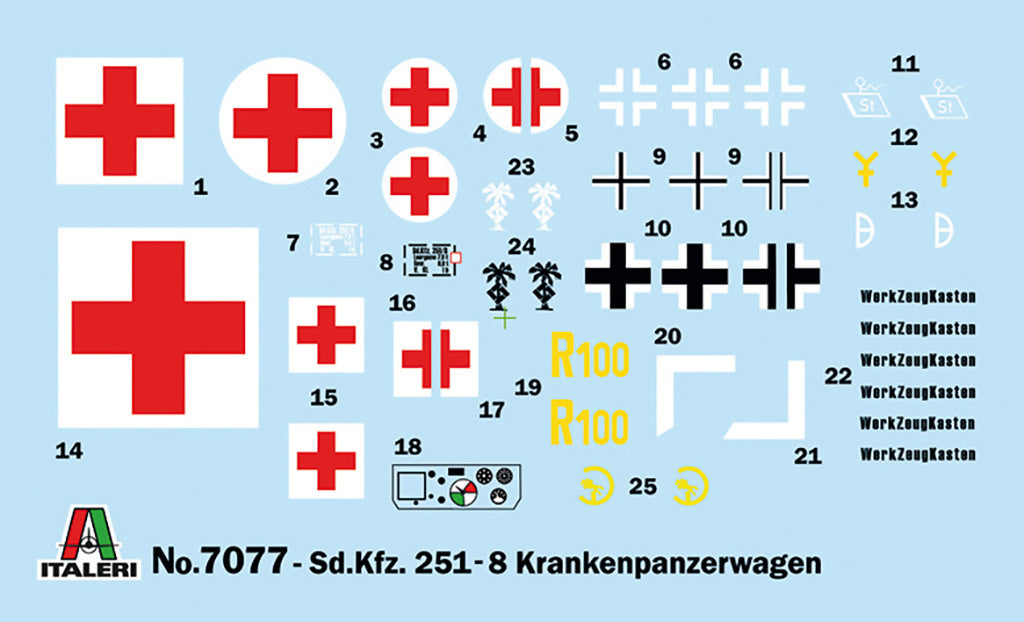 Italeri Sd.Kfz. 251/8 ambulance Half Track 1/72 Scale Model Kit 7077