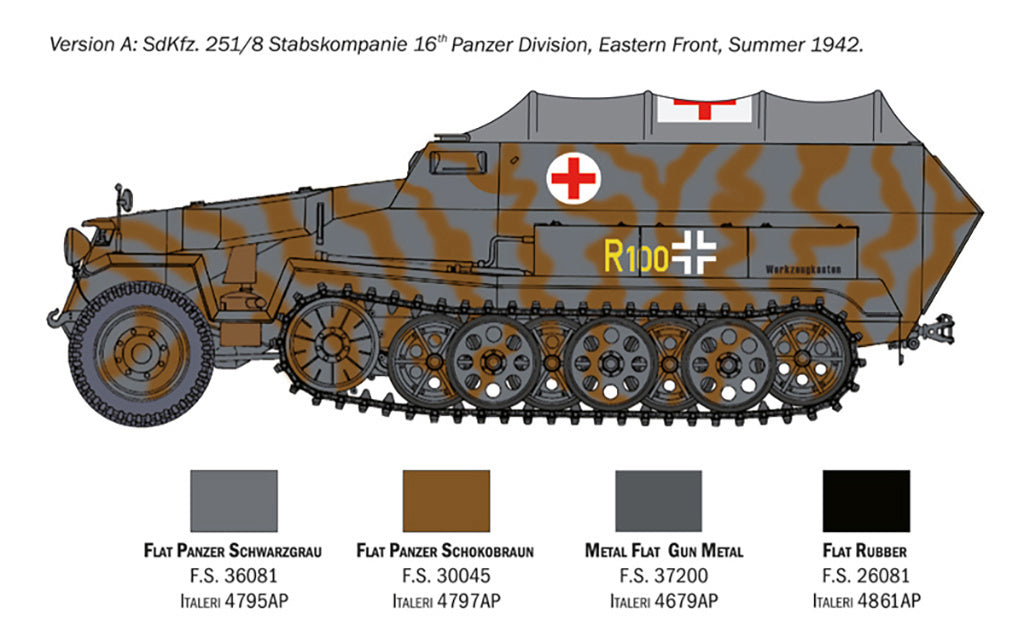 Italeri Sd.Kfz. 251/8 ambulance Half Track 1/72 Scale Model Kit 7077