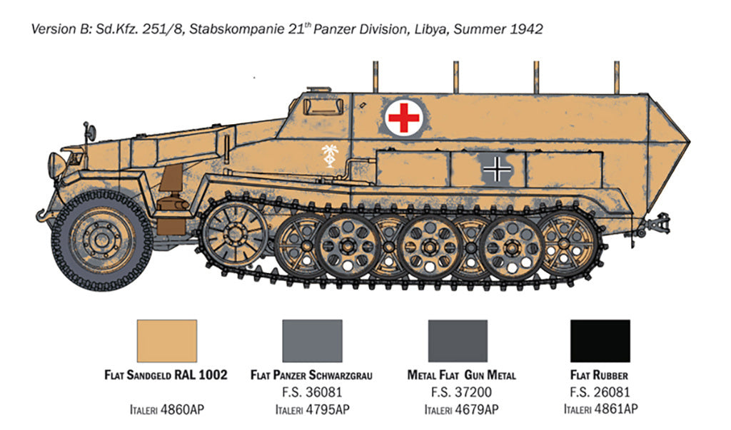Italeri Sd.Kfz. 251/8 ambulance Half Track 1/72 Scale Model Kit 7077