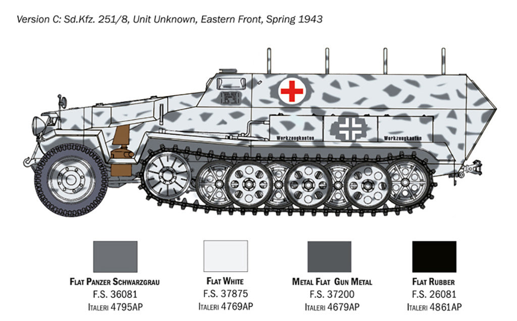 Italeri Sd.Kfz. 251/8 ambulance Half Track 1/72 Scale Model Kit 7077