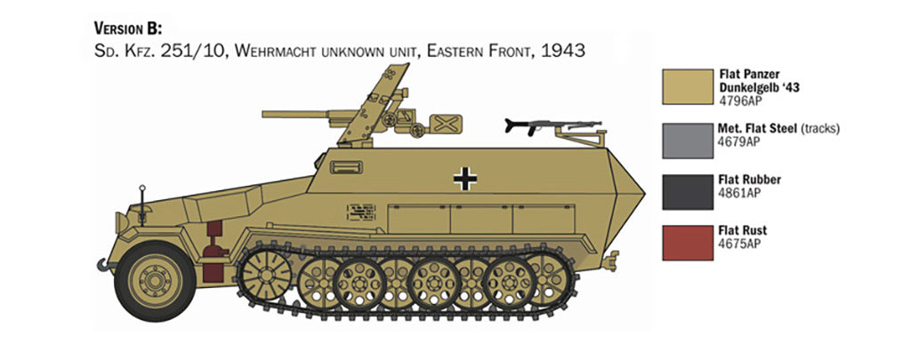 Italeri 1/72 Sd.Kfz. 251/10 Half track + 4 Figures Scale model kit 7079