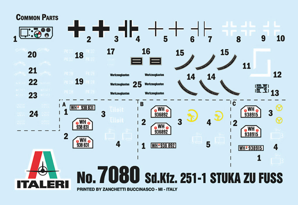 Italeri Sd.Kfz. 251/1 Stuka zu Fuss Half Track Miltary 1/72 Scale Model Kit 7080