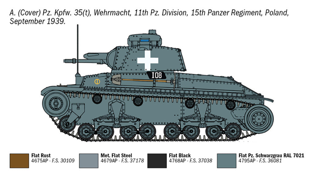 Italeri 1:72 Panzerkampfwagen 35 (t) Military Tank Scale Model Kit 7084