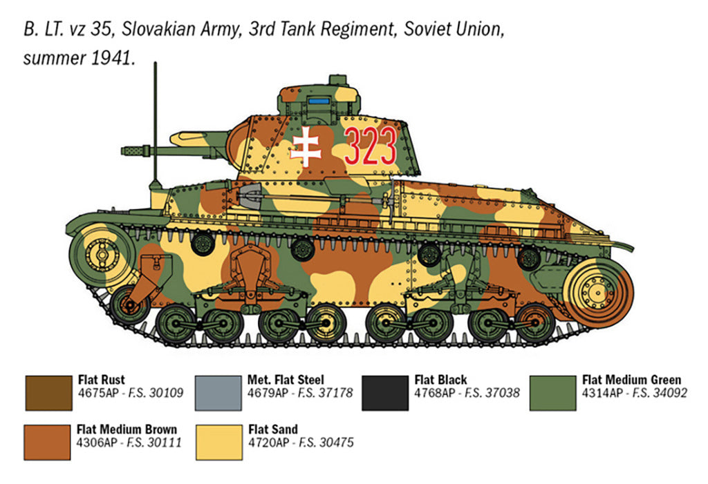 Italeri 1:72 Panzerkampfwagen 35 (t) Military Tank Scale Model Kit 7084