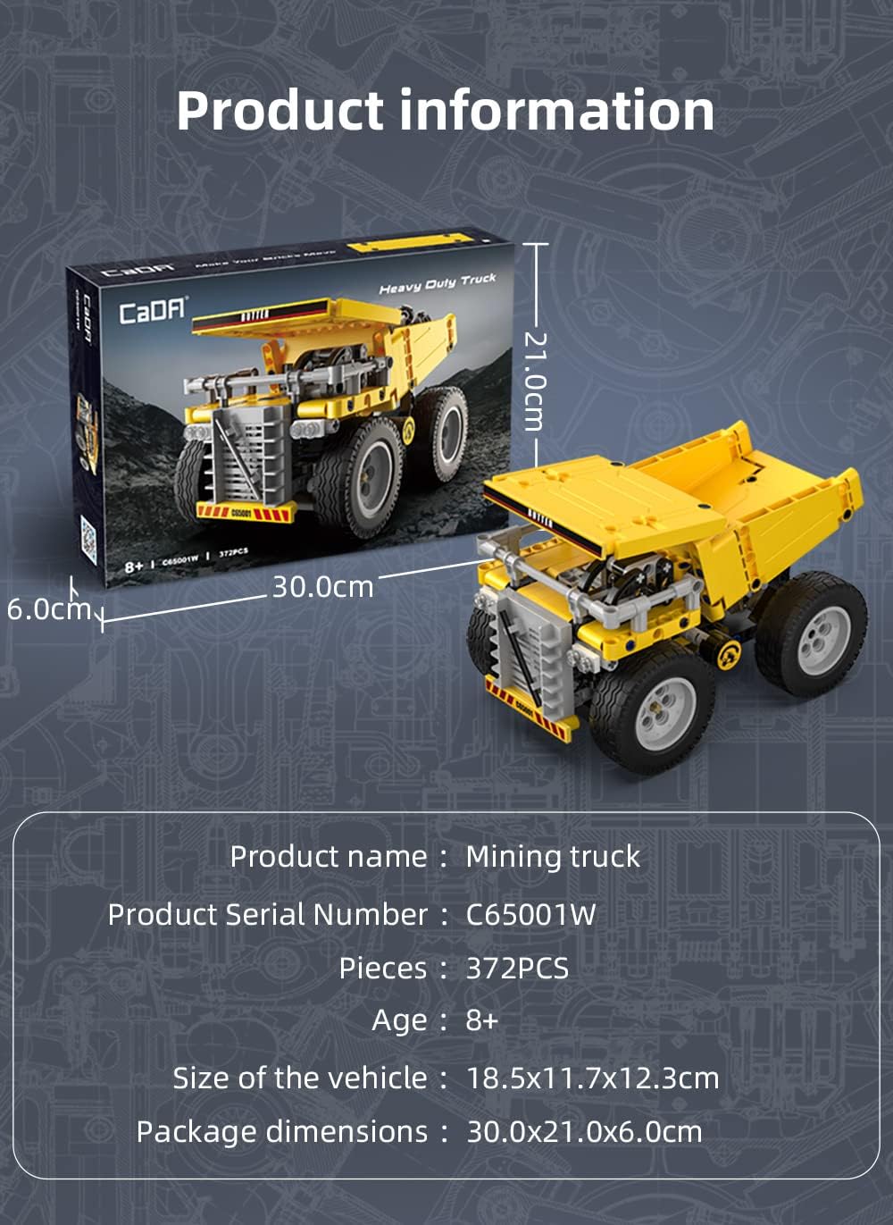 CaDA Heavy Duty Haul Dump Truck Building brick block Set 372 pcs C65001W