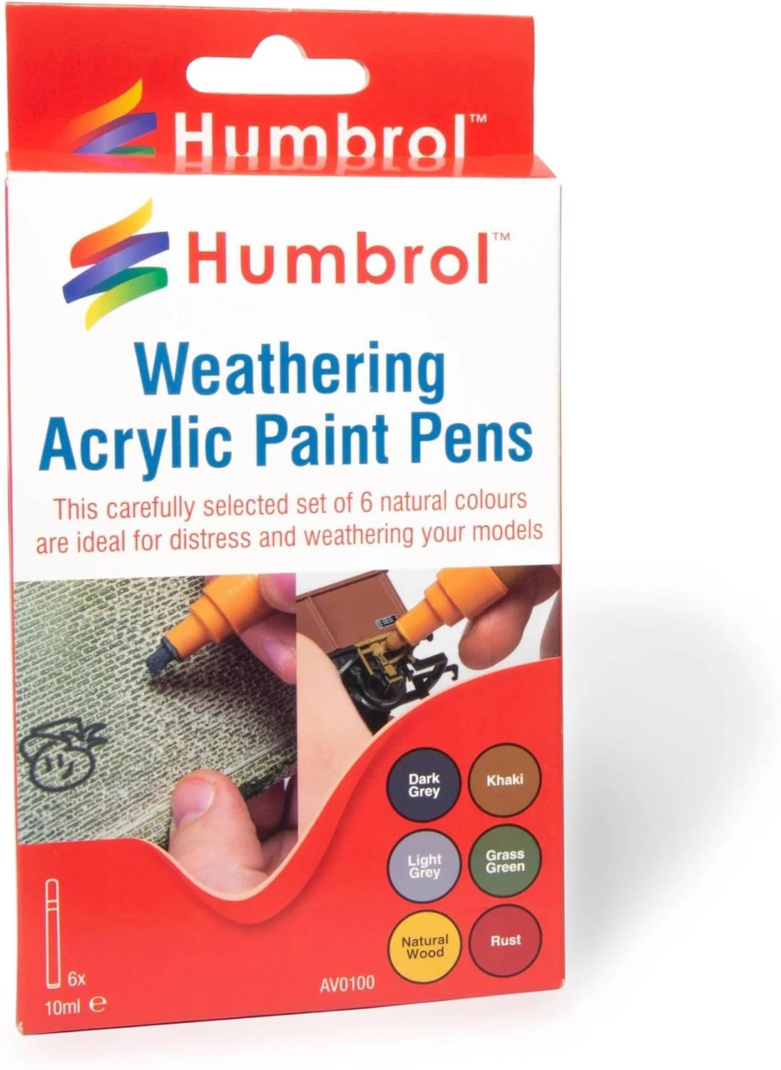 Humbrol AV0100 Acrylic Weathering Paint Pens Pack - (6x 10ml)