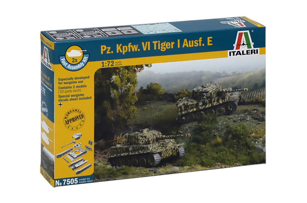 Italeri Pz.Kpfw.VI Tiger I Ausf E. (with 2 Models) 1/72 Model Kit