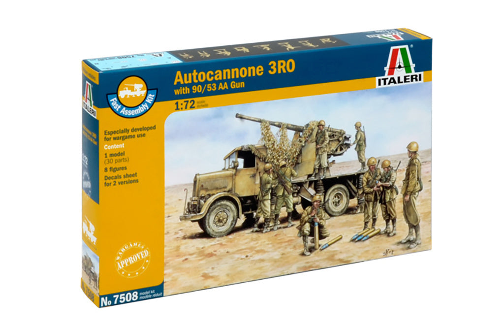 Italeri 1/72  AUTOCANNONE RO3 WITH 90/53 AA quick build model figures kit 7508