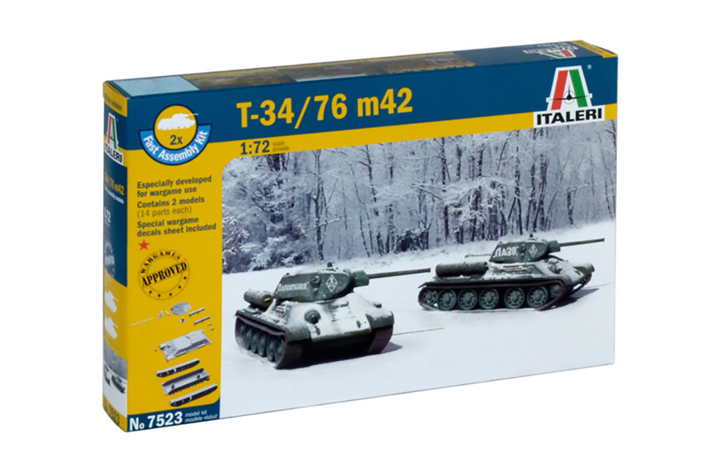 Italeri 1/72 Tanks T34/76 M42(2 Fast Assembly Models) Military Model Kit