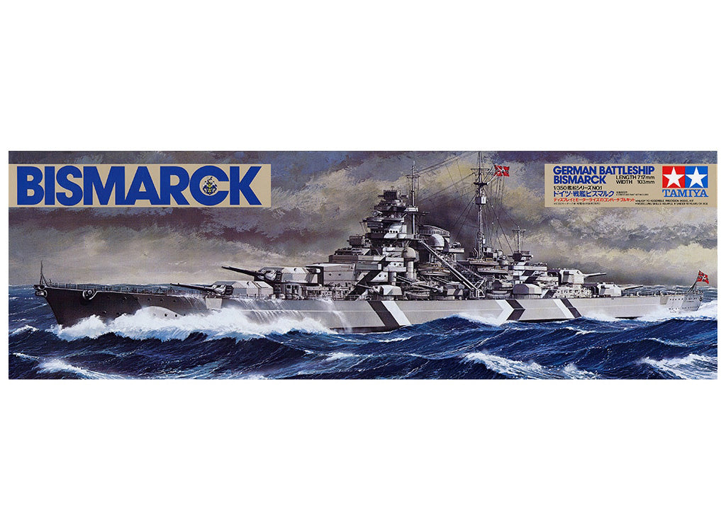 Tamiya 1/3500 German Battleship Bismarck with Stand Model Kit 78013