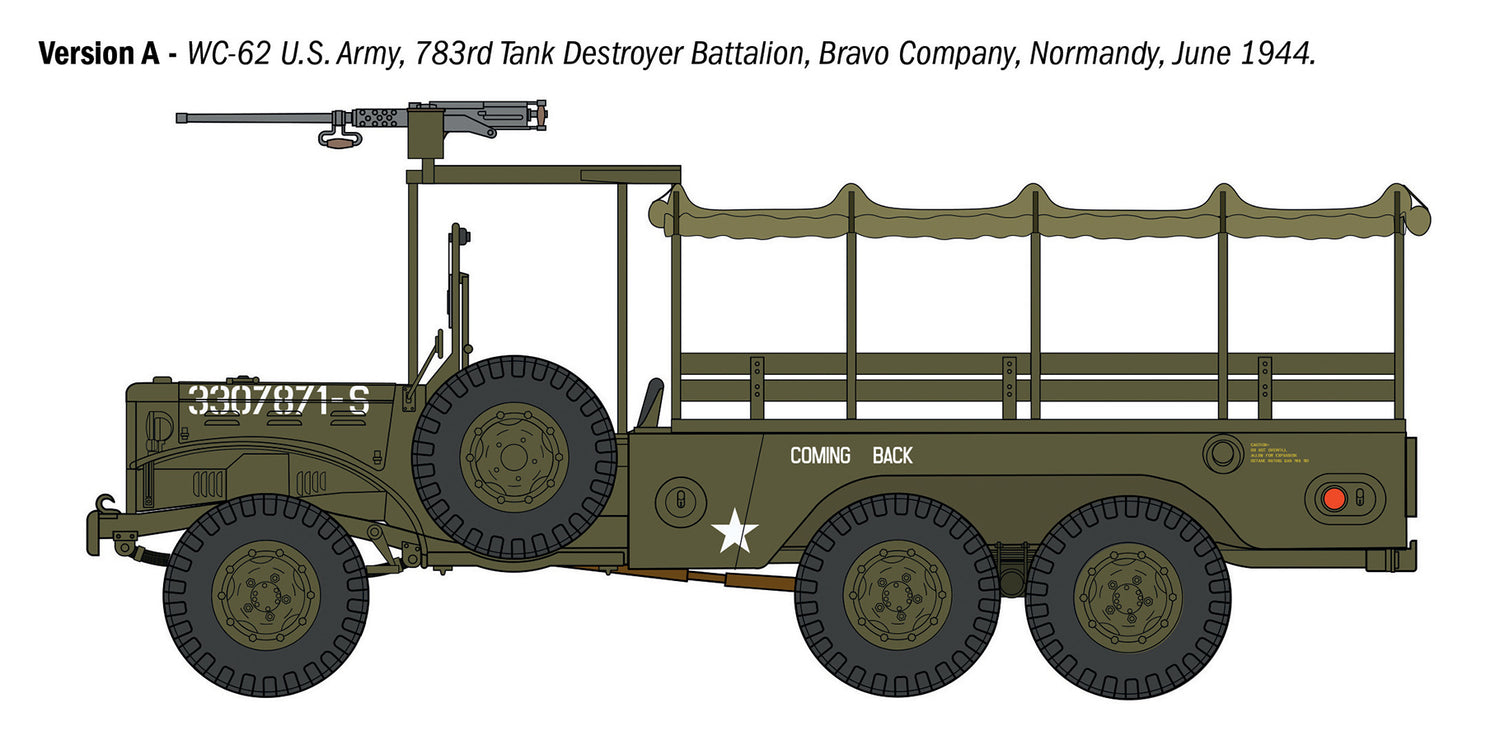Italeri Dodge WC62 1/½ ton 6x6 Truck 1/35 Scale Military Model Kit