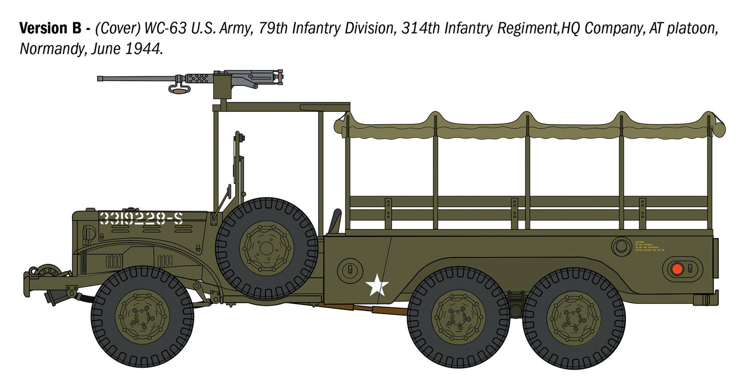 Italeri Dodge WC62 1/½ ton 6x6 Truck 1/35 Scale Military Model Kit