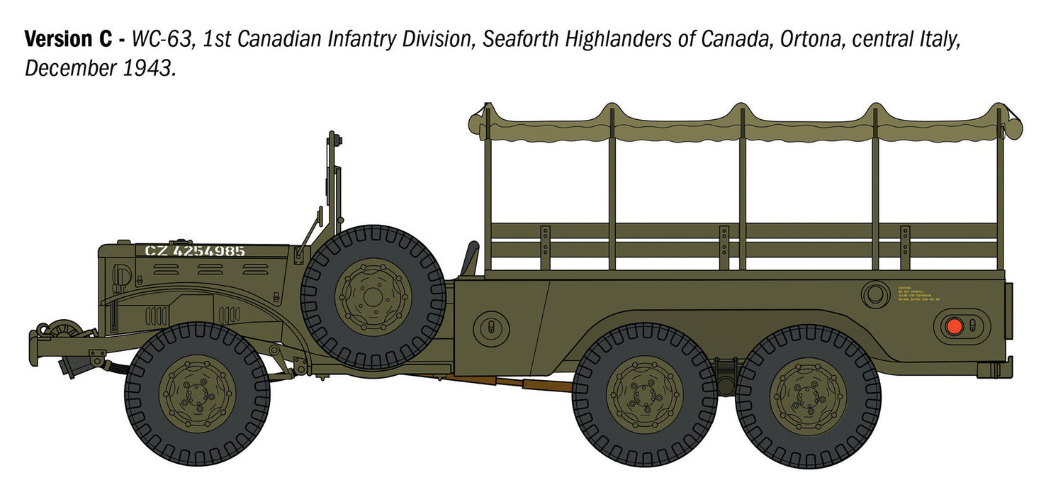 Italeri Dodge WC62 1/½ ton 6x6 Truck 1/35 Scale Military Model Kit