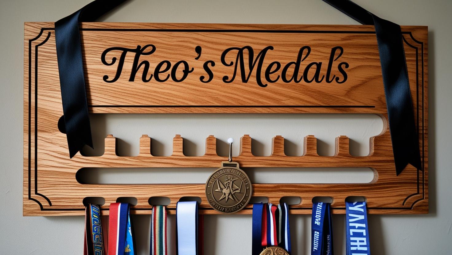 Wooden Engraved Personalised Medal Hanger